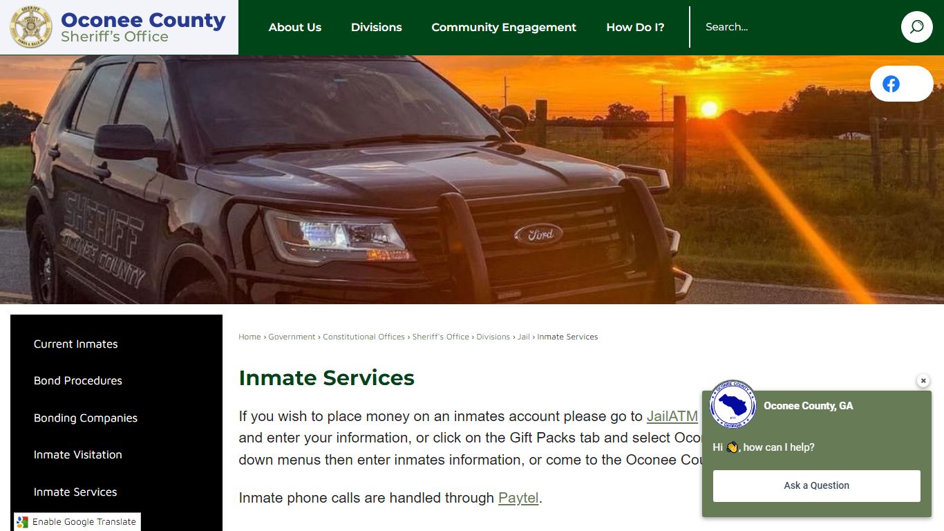 Inmate Services | Oconee County, GA